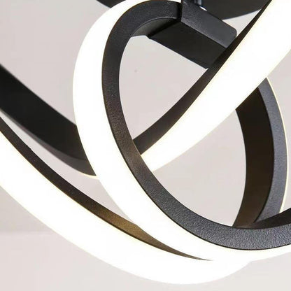 Modern Creative Bending Lines Iron Silicone LED Semi-Flush Mount Ceiling Light