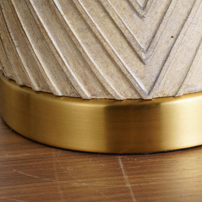 Modern Light Luxury Fabric Drum Resin Column 1-Light Table Lamp