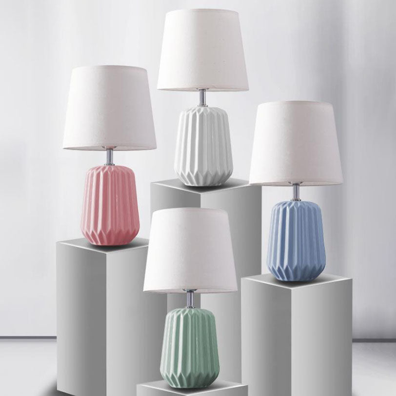 Nordic Macaron Ceramic Fabric 1-Light Table Lamp