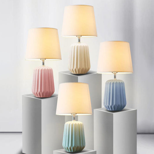 Nordic Macaron Ceramic Fabric 1-Light Table Lamp