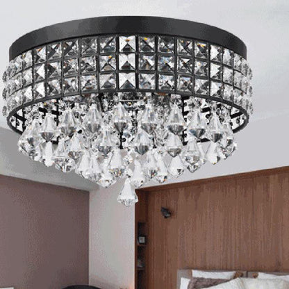 Modern Light Luxury Round Crystal Iron Crystal 4-Light Flush Mount Light