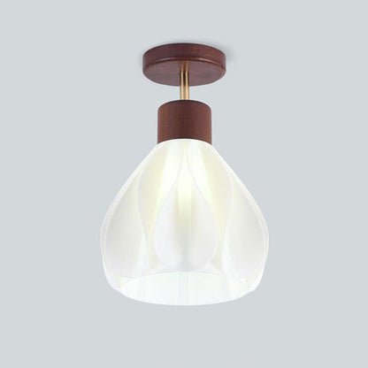Japanese Wabi-sabi Minimalist Log 1-Light Semi-Flush Mount Light
