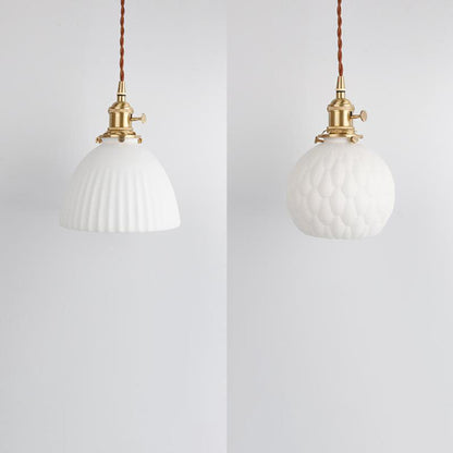 Japanese Minimalist Pure White Ceramic 1-Light Pendant Light