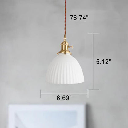Japanese Minimalist Pure White Ceramic 1-Light Pendant Light