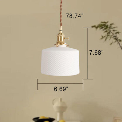 Japanese Minimalist Pure White Ceramic 1-Light Pendant Light