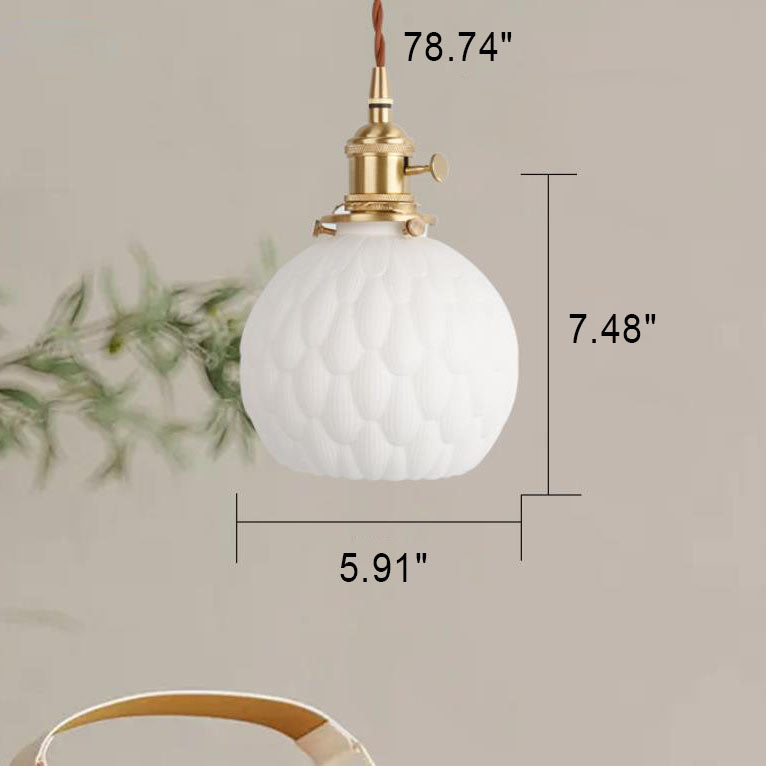 Japanese Minimalist Pure White Ceramic 1-Light Pendant Light