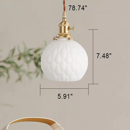 Japanese Minimalist Pure White Ceramic 1-Light Pendant Light