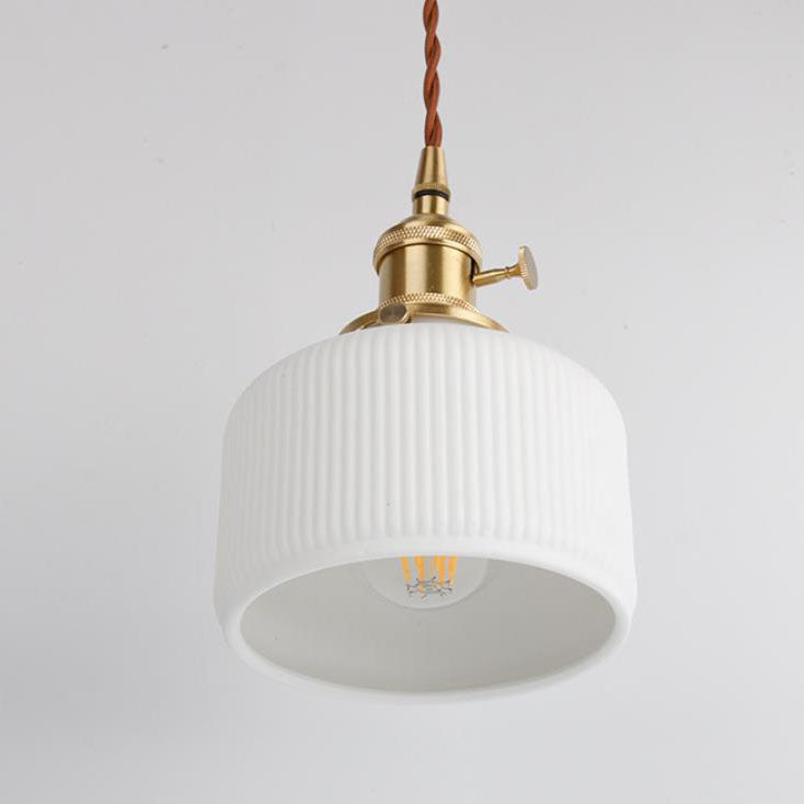 Japanese Minimalist Pure White Ceramic 1-Light Pendant Light