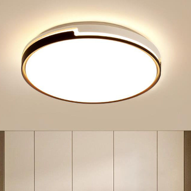 Modern Minimalist Round Black and White Edge LED Flush Mount Ceiling Light