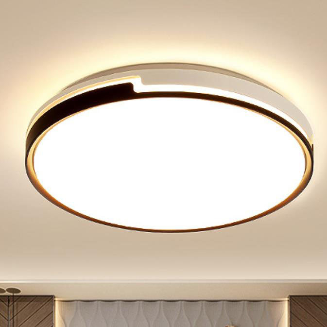 Modern Minimalist Round Black and White Edge LED Flush Mount Ceiling Light