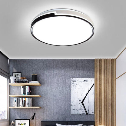 Modern Minimalist Round Black and White Edge LED Flush Mount Ceiling Light