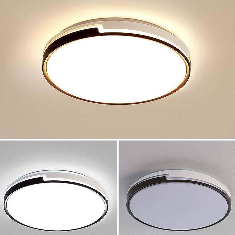 Modern Minimalist Round Black and White Edge LED Flush Mount Ceiling Light