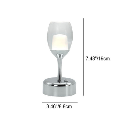Vintage Wine Glass Chrome USB LED Night Light Table Lamp