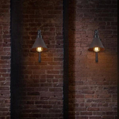 Industrial Vintage Plumbing Cone Iron 1-Light Wall Sconce Lamp