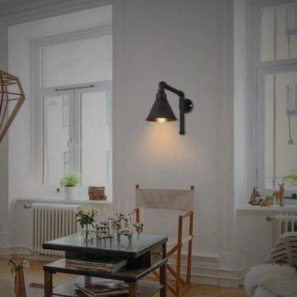 Industrial Vintage Plumbing Cone Iron 1-Light Wall Sconce Lamp
