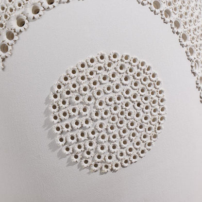 Modern Minimalist Black White Ceramic Jar Drum Fabric 1-Light Table Lamp