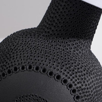 Modern Minimalist Black White Ceramic Jar Drum Fabric 1-Light Table Lamp