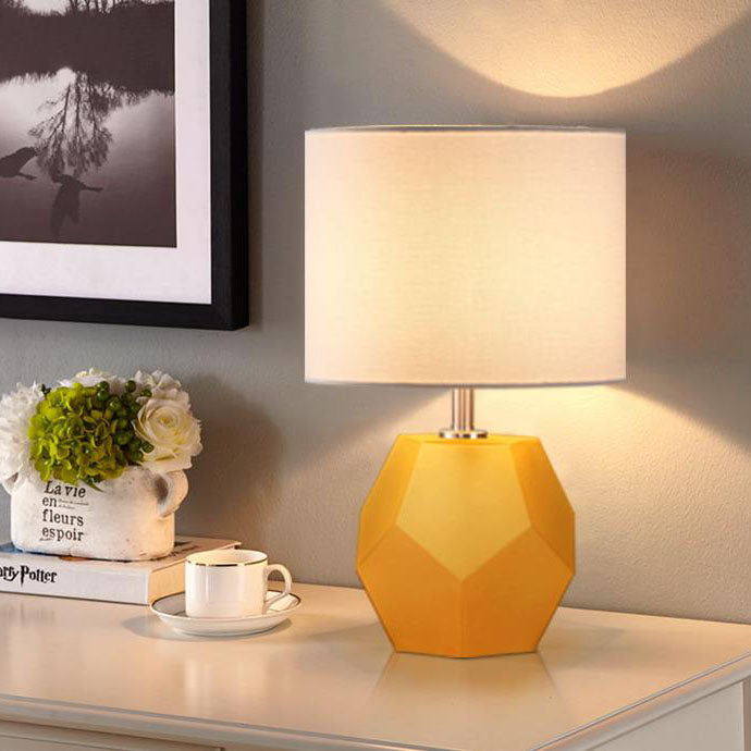Nordic Drum Fabric Rhombus Ball Base 1-Light Table Lamp