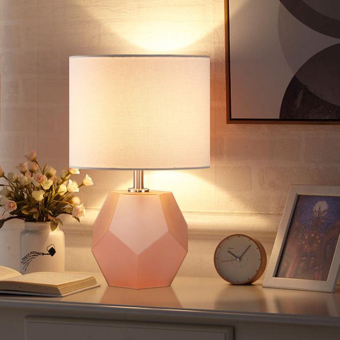 Nordic Drum Fabric Rhombus Ball Base 1-Light Table Lamp