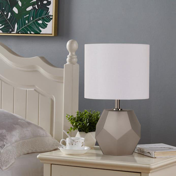 Nordic Drum Fabric Rhombus Ball Base 1-Light Table Lamp