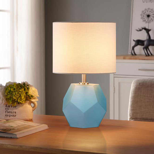 Nordic Drum Fabric Rhombus Ball Base 1-Light Table Lamp