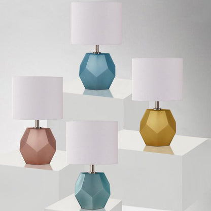 Nordic Drum Fabric Rhombus Ball Base 1-Light Table Lamp