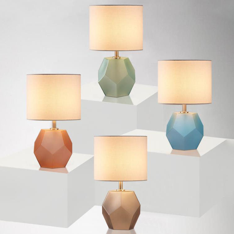 Nordic Drum Fabric Rhombus Ball Base 1-Light Table Lamp