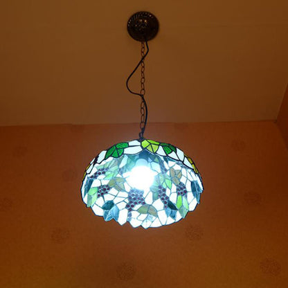 Tiffany European Grape Fruit Stained Glass 1-Light Pendant Light