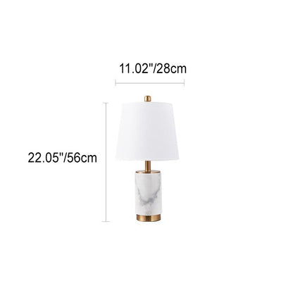 Nordic Light Luxury Cone Fabric Marble Column Base 1-Light Table Lamp