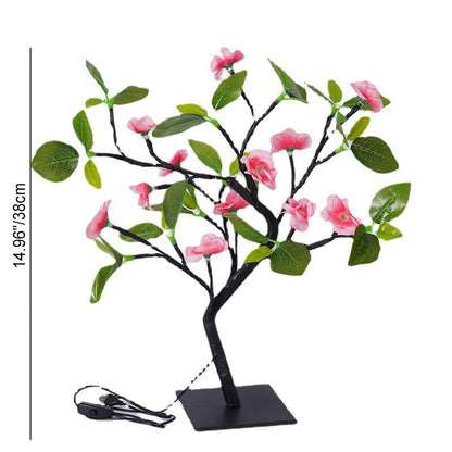 Simulation Peach Blossom Tree Green LED Tree Decoration Table Lamp