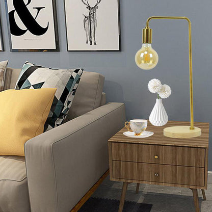 European Retro Clock Electroplated Iron Wooden Base 1-Light Table Lamp