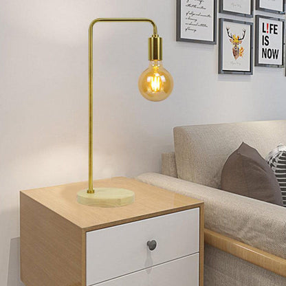 European Retro Clock Electroplated Iron Wooden Base 1-Light Table Lamp