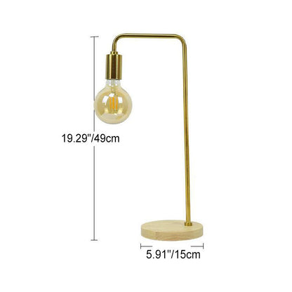 European Retro Clock Electroplated Iron Wooden Base 1-Light Table Lamp