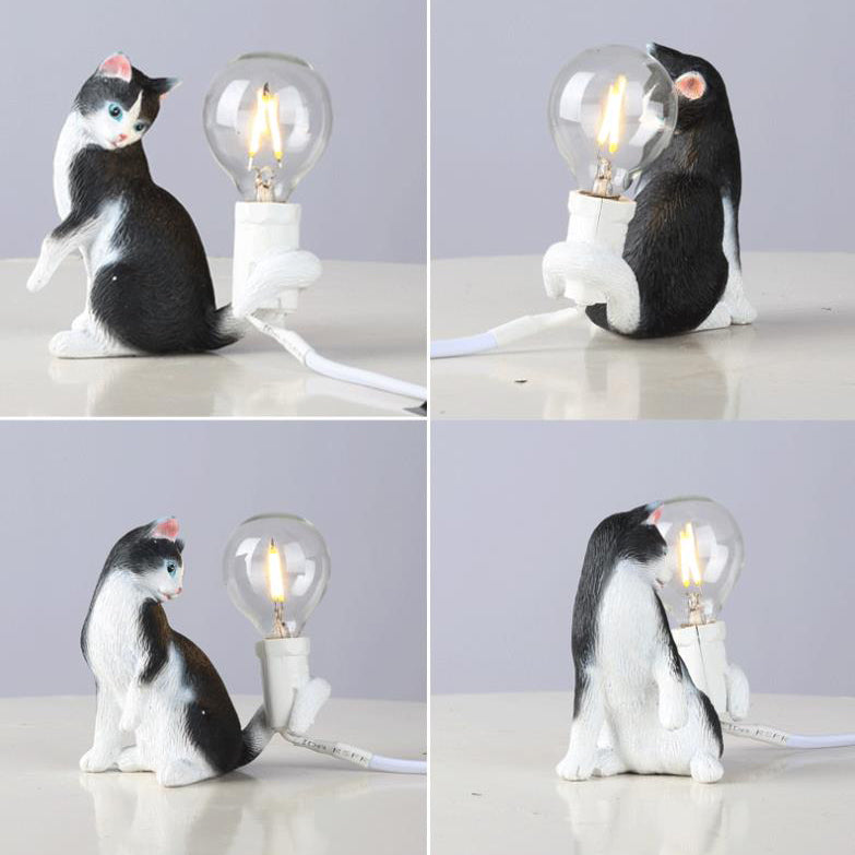 Modern Creative Resin Kitten Decor 1-Light Mini Table Lamp