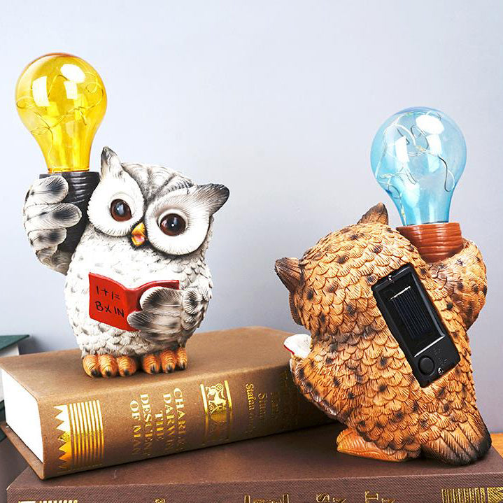 Modern Decorative Solar Owl Resin LED Night Light Table Lamp