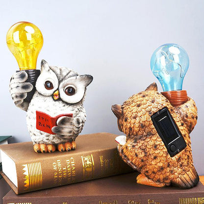 Modern Decorative Solar Owl Resin LED Night Light Table Lamp
