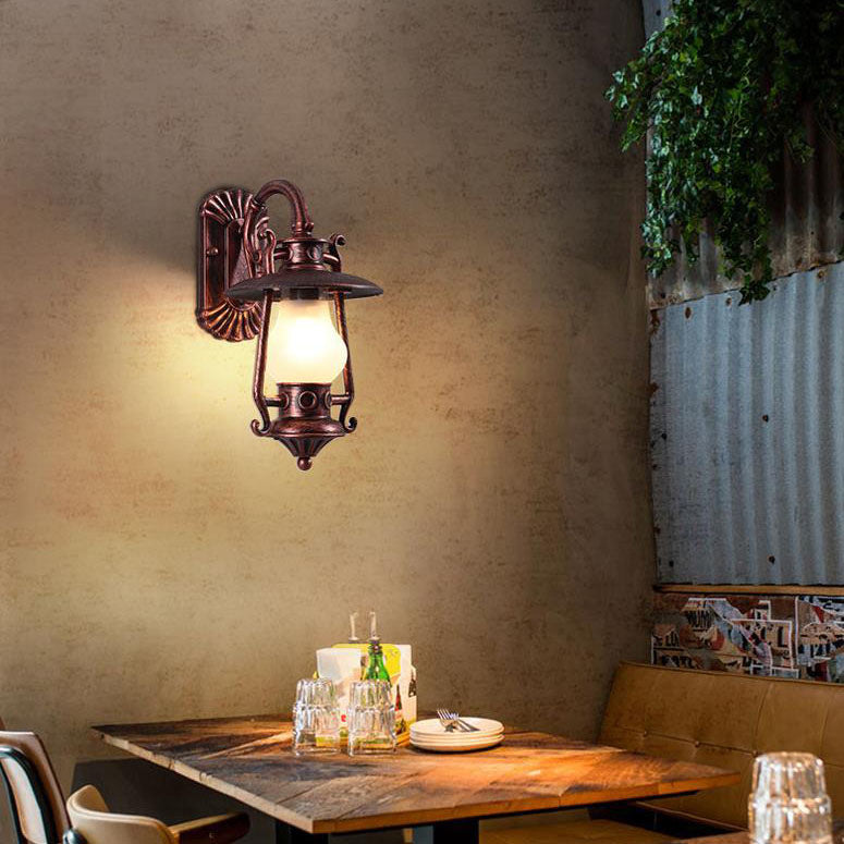 مصباح الكيروسين الصناعي الكلاسيكي المصنوع من الألومنيوم، مصباح حائط خارجي مقاوم للماء، مزود بضوء واحد 