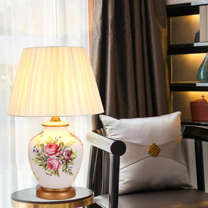 Modern Creative Warm Ceramic Cylindrical 1-Light Table Lamp