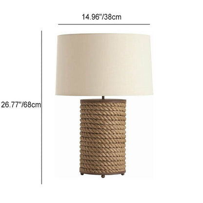 Modern Creative Personality Hemp Rope Fabric Cylindrical 1-Light Table Lamp