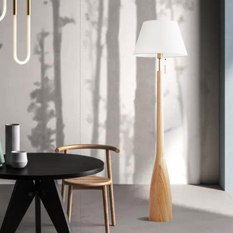 Scandinavian Modern Minimalist Solid Wood Base Fabric 1-Light Standing Floor Lamp