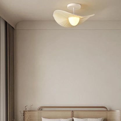 Nordic Creative Acrylic Fabric Straw Hat 1-Light Pendant Light