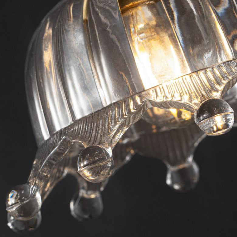 Nordic Simple Creative All-Copper Flower-Shaped 1-Light Semi-Flush Mount Ceiling Light