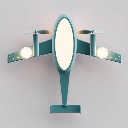 Nordic Creative Kids Cartoon Wrought Iron Airplane LED Flush Mount Ceiling Light