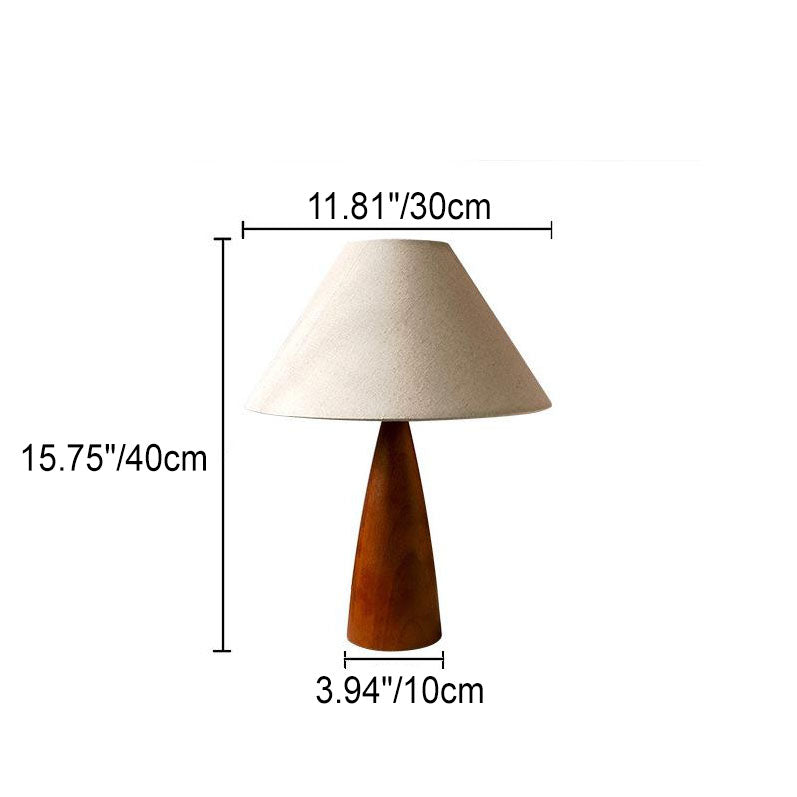 Vintage Minimalist Mushroom Solid Wood PVC Fabric 1-Light Table Lamp