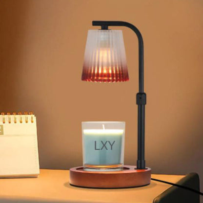 Modern Nordic Pleated Glass Lampshade Wood Base 1-Light Melting Wax Table Lamp