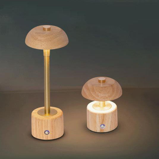 Contemporary Nordic Creative Solid Wood Mushroom LED Table Lamp For Bedroom