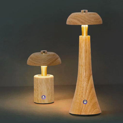 Contemporary Nordic Creative Solid Wood Mushroom LED Table Lamp For Bedroom