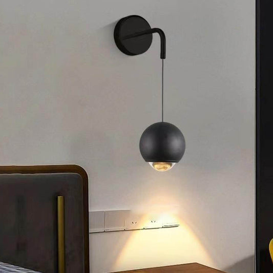 مصباح حائط LED زجاجي دائري من الألومنيوم بتصميم عصري بسيط لغرفة النوم 