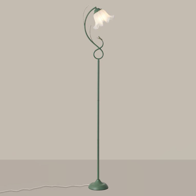 Contemporary Creative Wrought Iron Acrylic Flower 1-Light Standing Floor Lamp For Bedroom