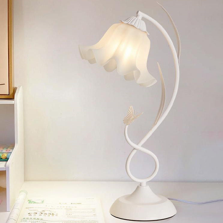 Contemporary Creative Wrought Iron Acrylic Flower 1-Light Table Lamp For Bedroom